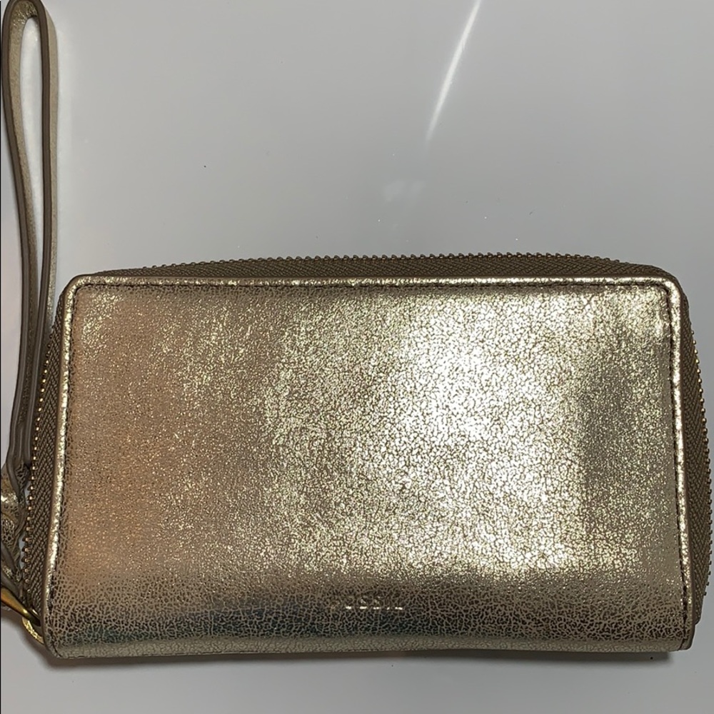 Fossil Gold Metallic Wristlet Wallet